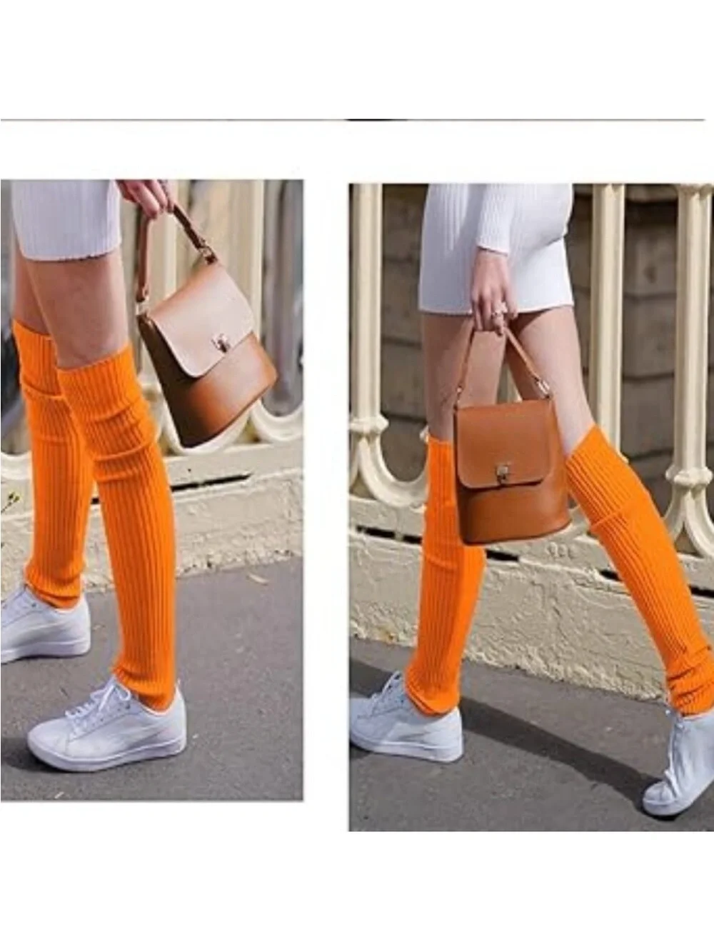 Orange Leg Warmers Toeless Yoga Dance Socks